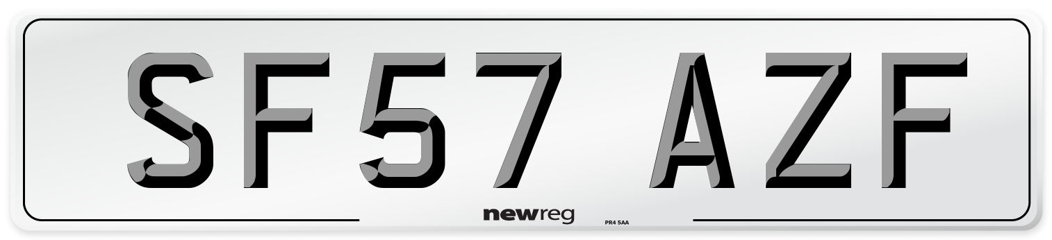 SF57 AZF Number Plate from New Reg